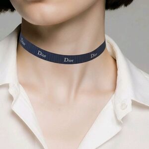 Dior Navy Blue Logo Choker